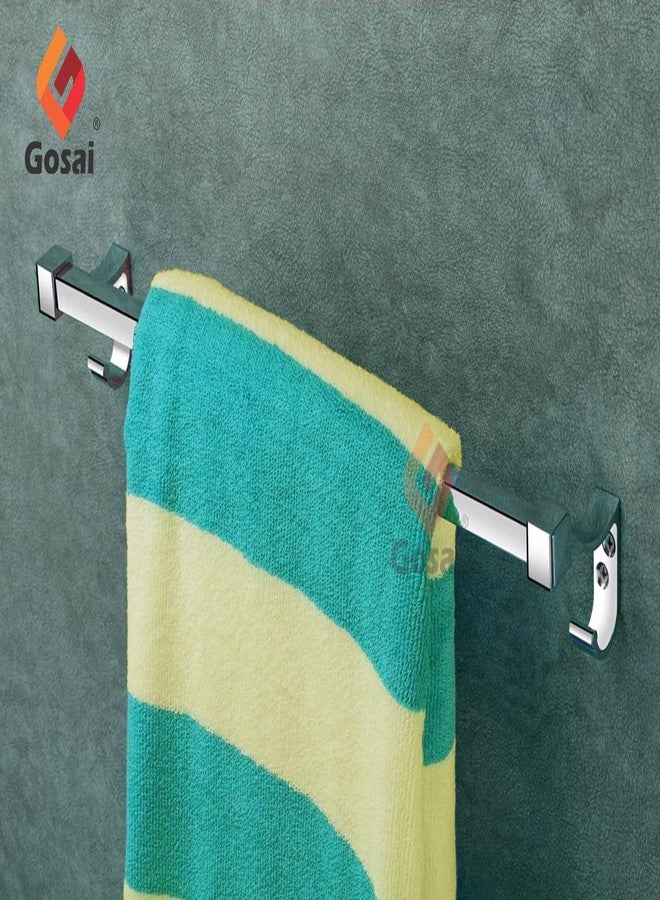GOSAI حامل مناشف مربع من الفولاذ المقاوم للصدأ من GOSAI مع خطاف | حامل مناشف | قضيب مناشف | حامل مناشف للحمام | قضيب مناشف | حامل مناشف مع خطاف ملابس، إكسسوارات حمام (مقاس 24 بوصة/عبوة من قطعة واحدة) - Image 5